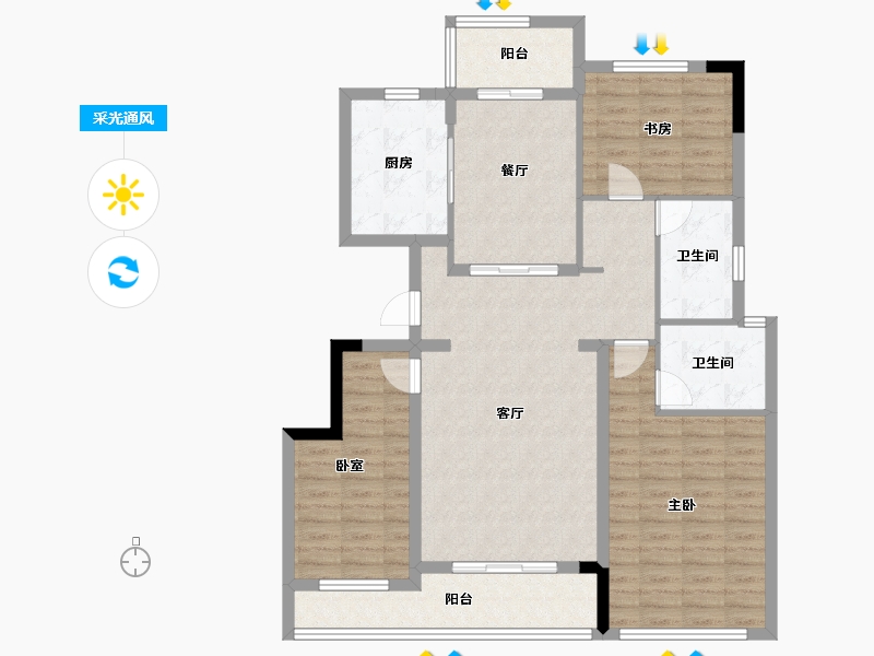 浙江省-宁波市-荣安观江园2期-112.00-户型库-采光通风