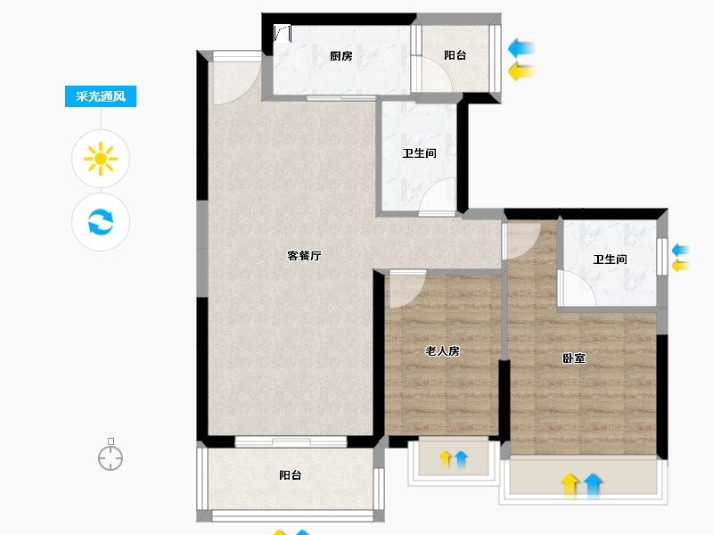 广东省-江门市-印象海伦湾-70.94-户型库-采光通风