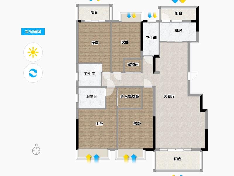 广西壮族自治区-南宁市-中房翡翠时光-149.43-户型库-采光通风