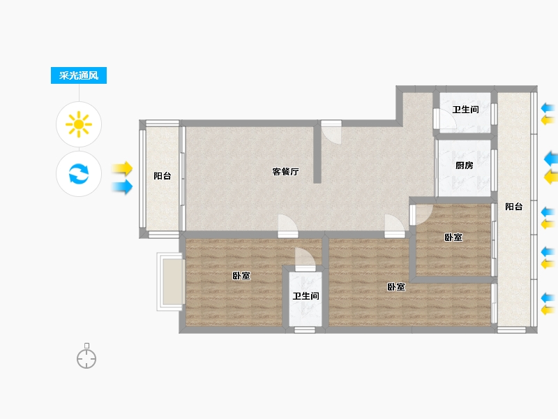 湖南省-怀化市-阳光水岸·南铁1品城-103.79-户型库-采光通风