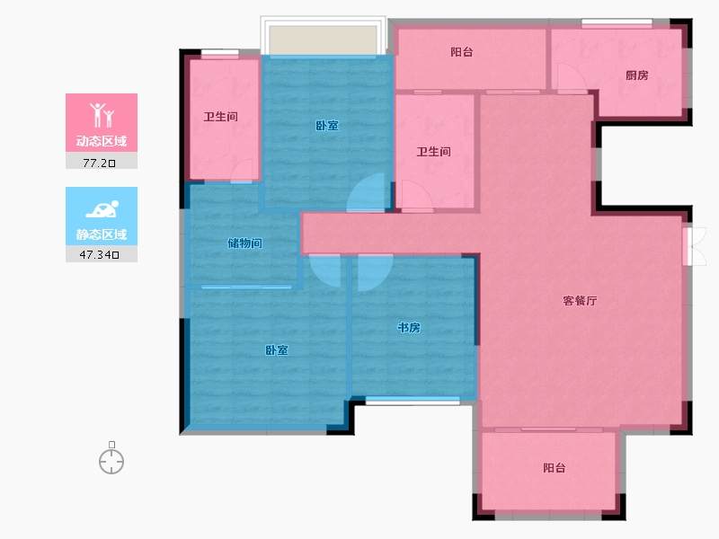 湖南省-邵阳市-恒泰珑湖-114.00-户型库-动静分区