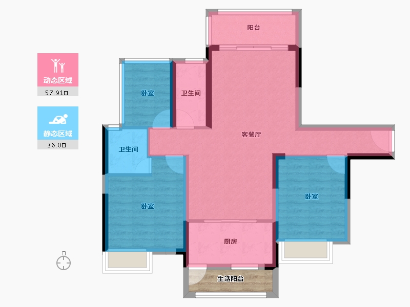 广东省-湛江市-凯悦华府-87.80-户型库-动静分区