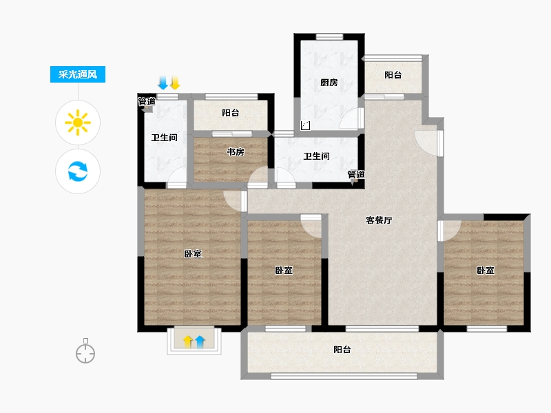 江苏省-镇江市-爱家·尚城-112.24-户型库-采光通风