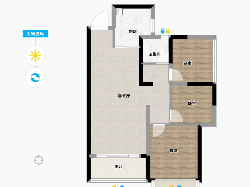 广东省-佛山市-深业旗山雅苑-68.00-户型库-采光通风