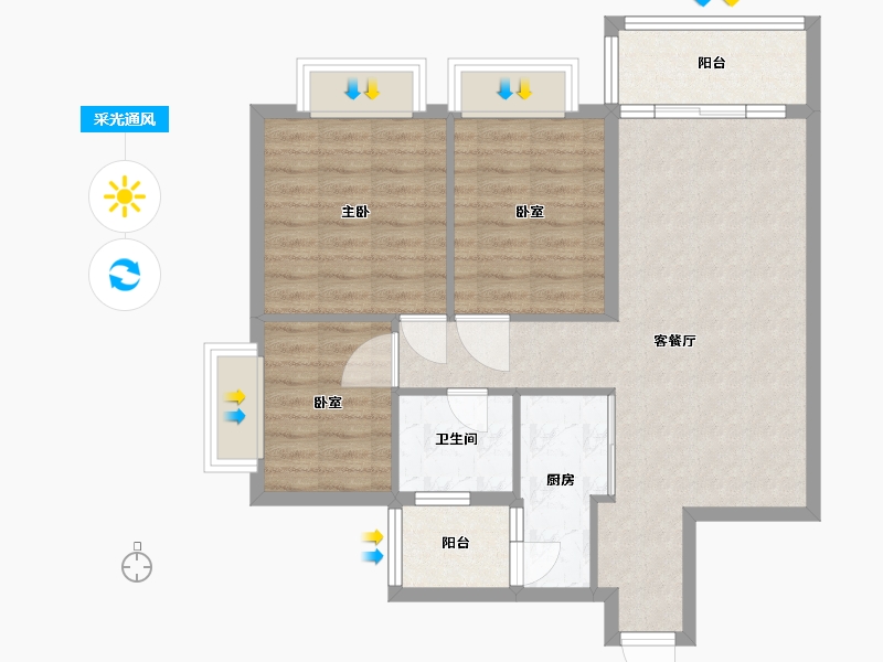 广东省-广州市-宝夏花园二期-79.01-户型库-采光通风