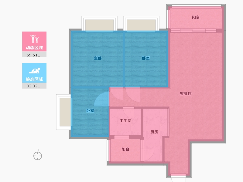 广东省-广州市-宝夏花园二期-79.01-户型库-动静分区