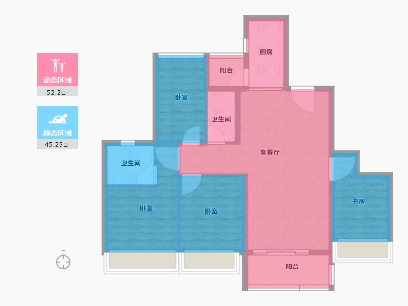 广东省-佛山市-广佛新世界花园洋房-86.86-户型库-动静分区