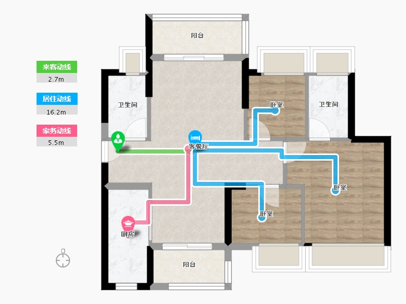 广东省-江门市-鹤山时代天韵-70.89-户型库-动静线