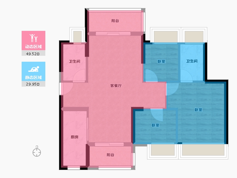 广东省-江门市-鹤山时代天韵-70.89-户型库-动静分区