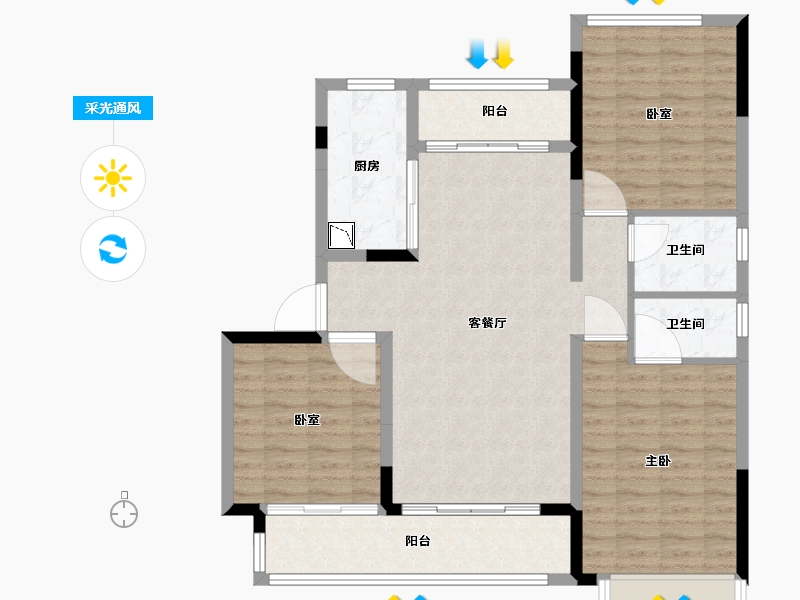 广东省-广州市-中海新城公馆-103.01-户型库-采光通风