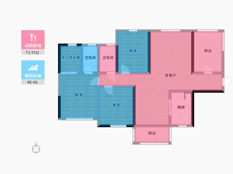 湖南省-株洲市-高科万丰上院西郡-104.90-户型库-动静分区