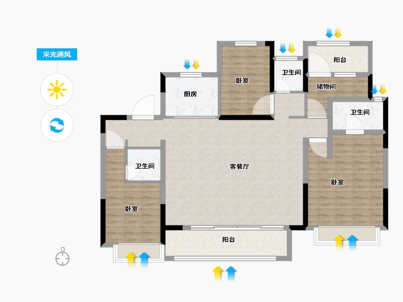 河南省-许昌市-许昌雅居乐国际花园-133.00-户型库-采光通风