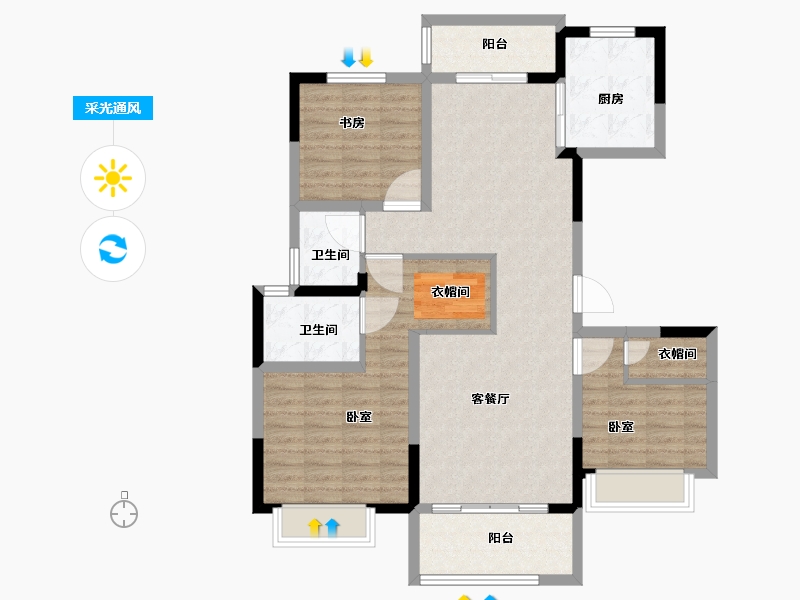 河南省-许昌市-万象三期水岸香郡-100.01-户型库-采光通风