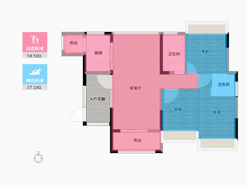 广东省-肇庆市-鸿益幸福湖畔-93.91-户型库-动静分区