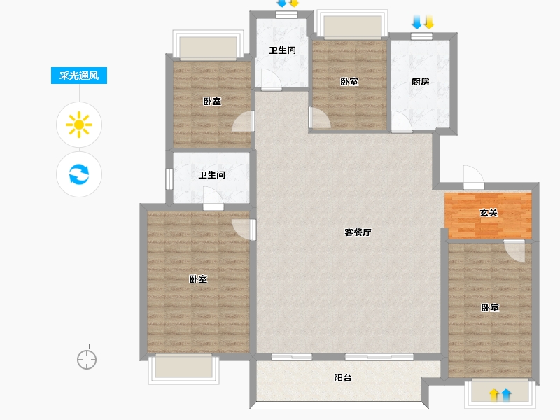 河南省-周口市-西华建业公园里-137.00-户型库-采光通风