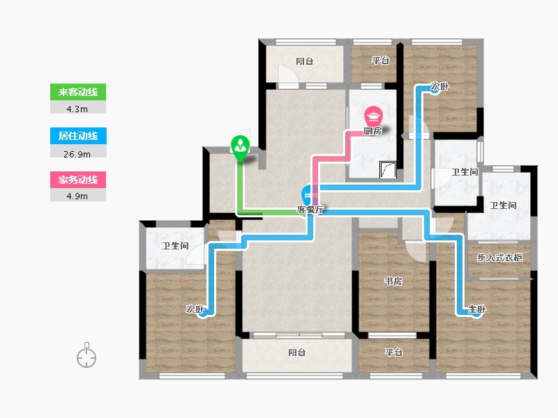 湖南省-湘潭市-潭房中央公园-130.72-户型库-动静线