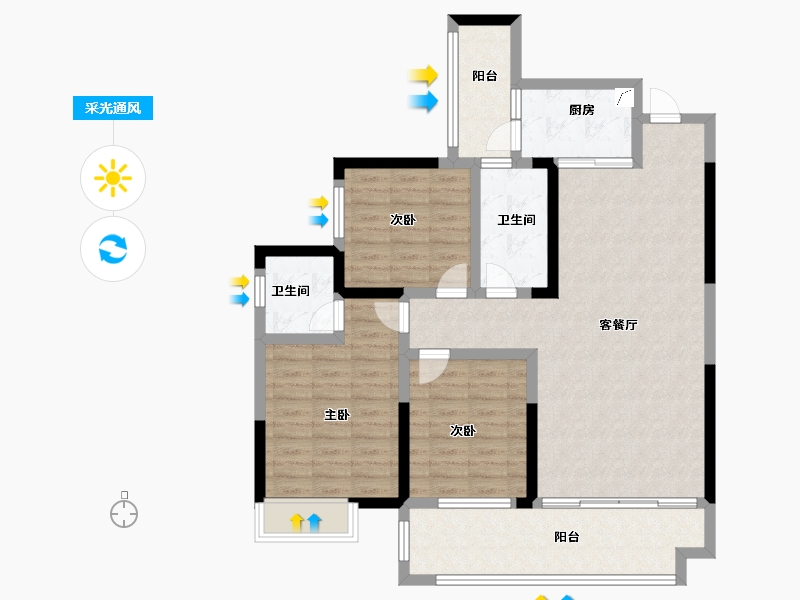 湖南省-湘潭市-天元广场·玺园-101.98-户型库-采光通风