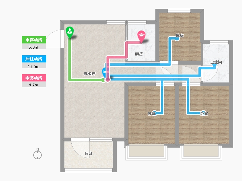 山东省-烟台市-烟台开发区万达广场-88.30-户型库-动静线