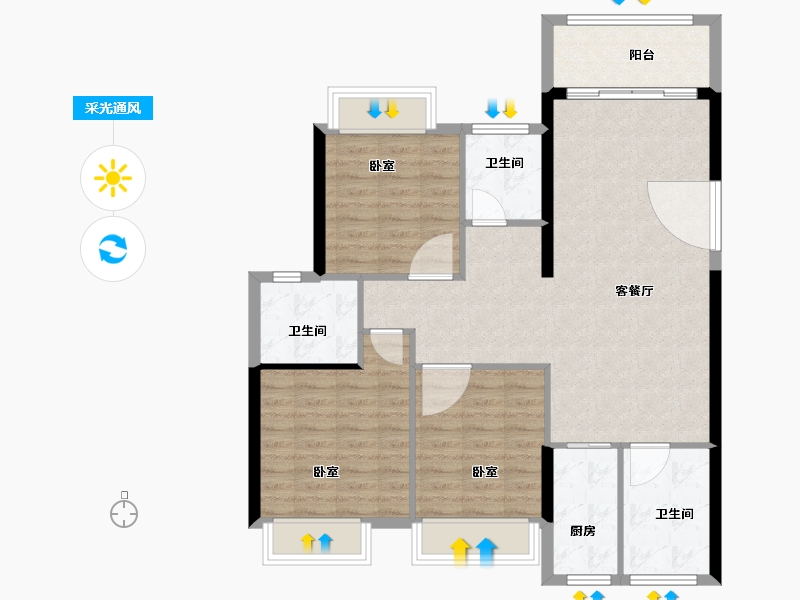 广东省-汕头市-天悦湾-97.00-户型库-采光通风