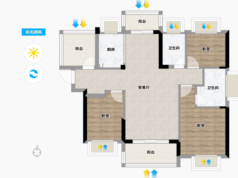 广东省-惠州市-美庐二期-78.71-户型库-采光通风