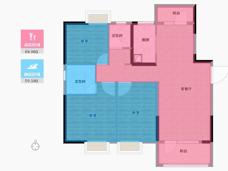 湖北省-武汉市-南德泊湖澜岸-107.50-户型库-动静分区