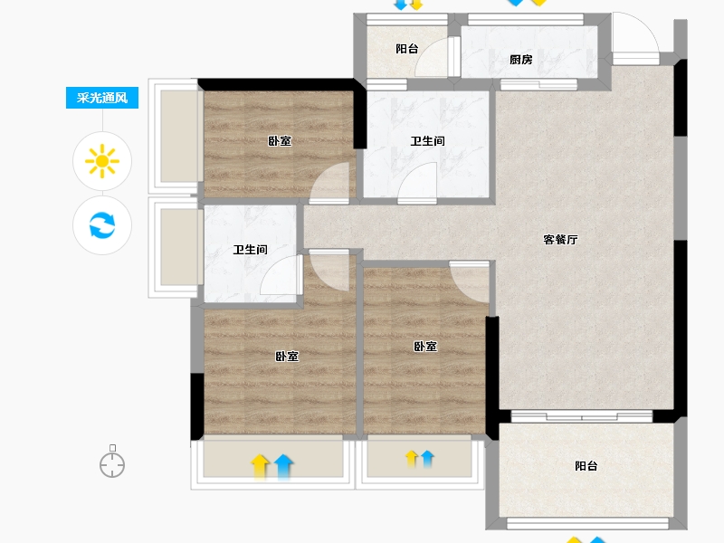 广东省-湛江市-恒俪湾-71.06-户型库-采光通风