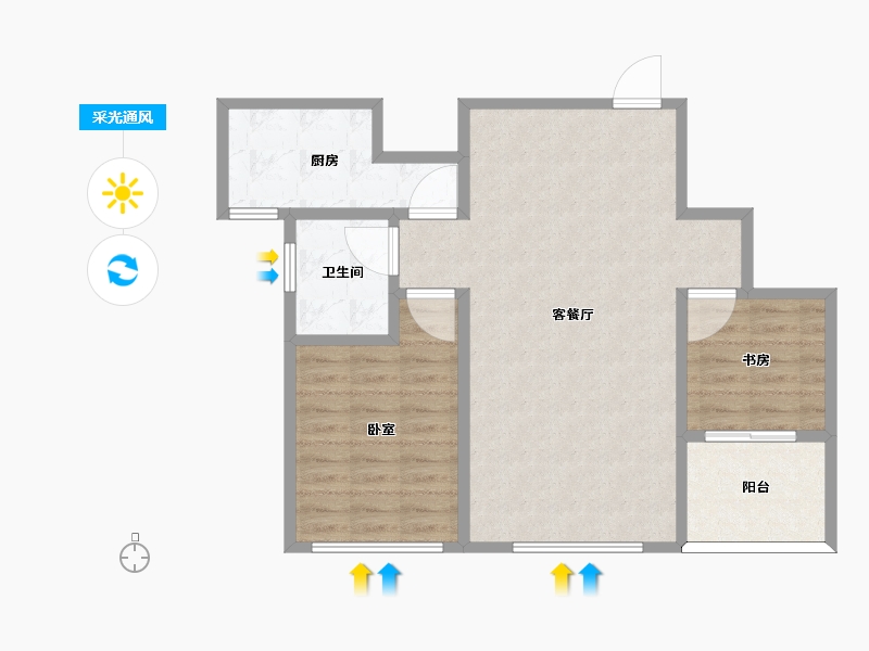 河南省-周口市-金水湖花园-73.00-户型库-采光通风