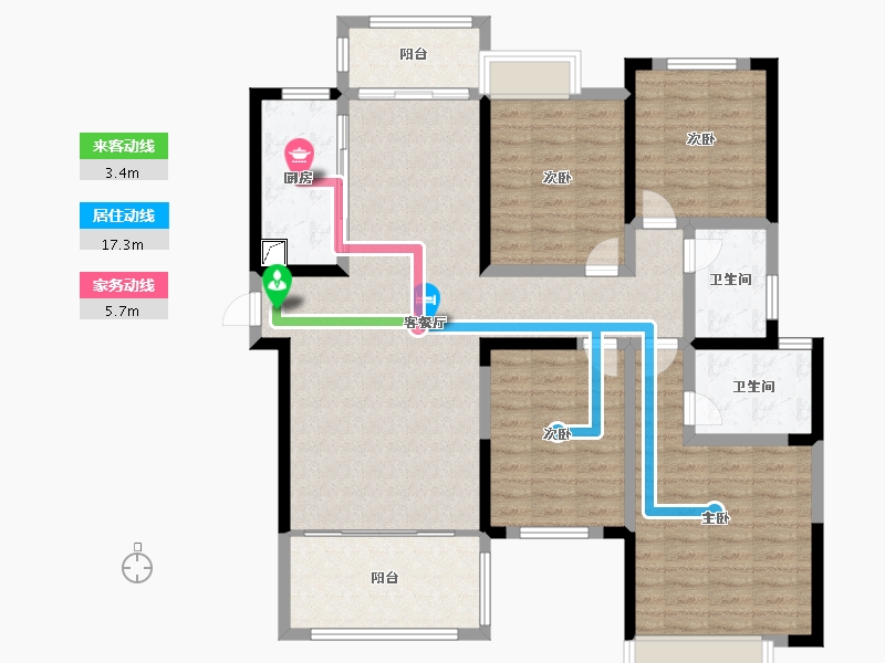 湖南省-湘潭市-天元广场·玺园-122.45-户型库-动静线