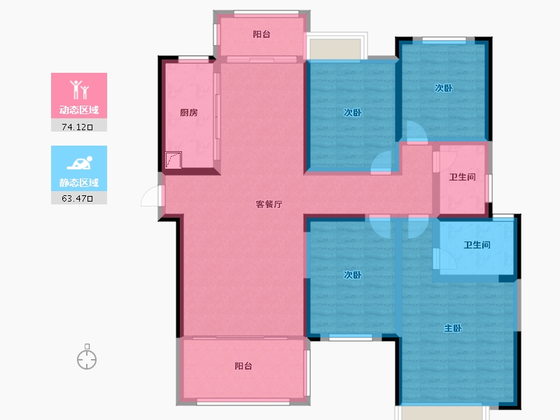 湖南省-湘潭市-天元广场·玺园-122.45-户型库-动静分区