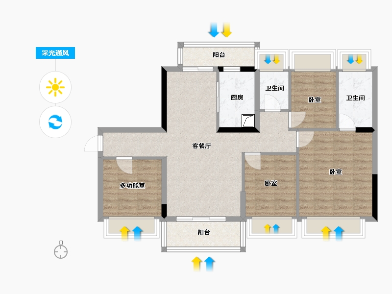 广东省-佛山市-均安碧桂园珑景-90.00-户型库-采光通风