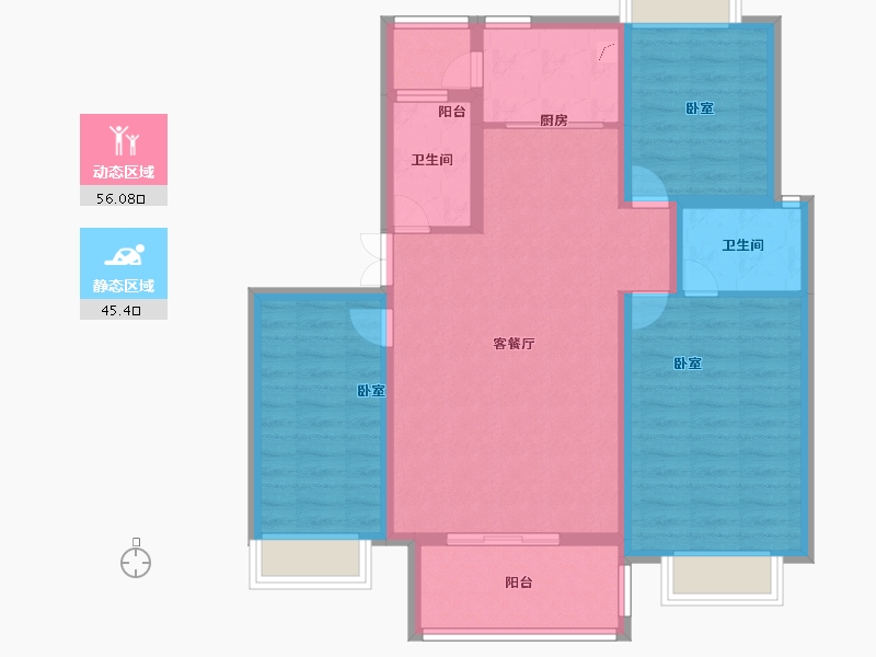 湖北省-孝感市-大悟绣江南-90.39-户型库-动静分区