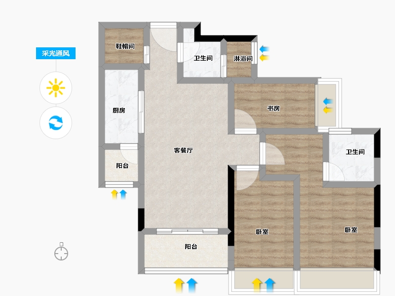 广东省-湛江市-广雅金榜华庭-76.68-户型库-采光通风