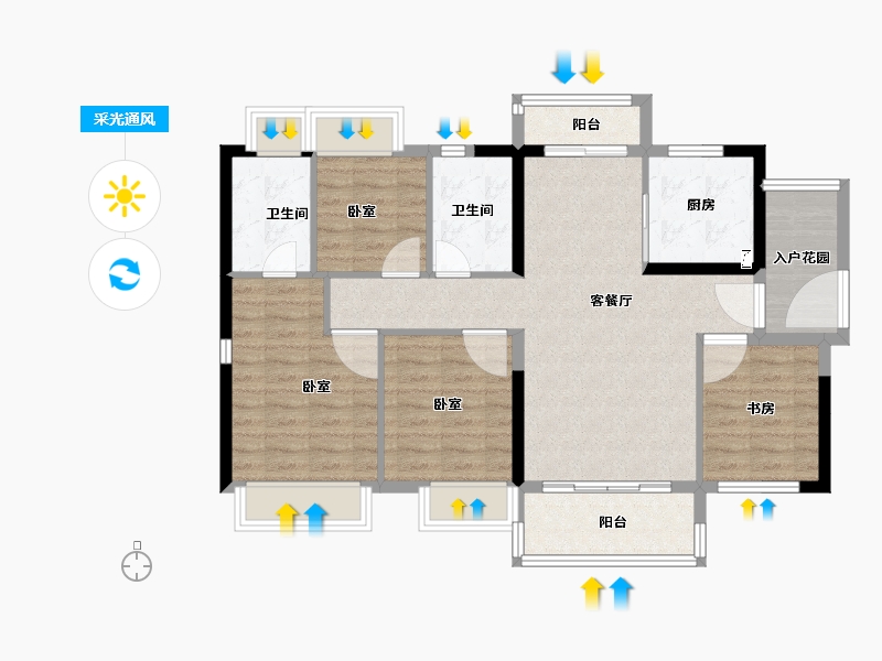 广东省-江门市-融创御府-93.00-户型库-采光通风