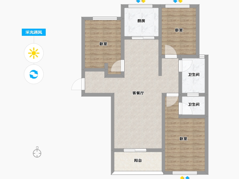 河南省-周口市-金水湖花园-84.01-户型库-采光通风