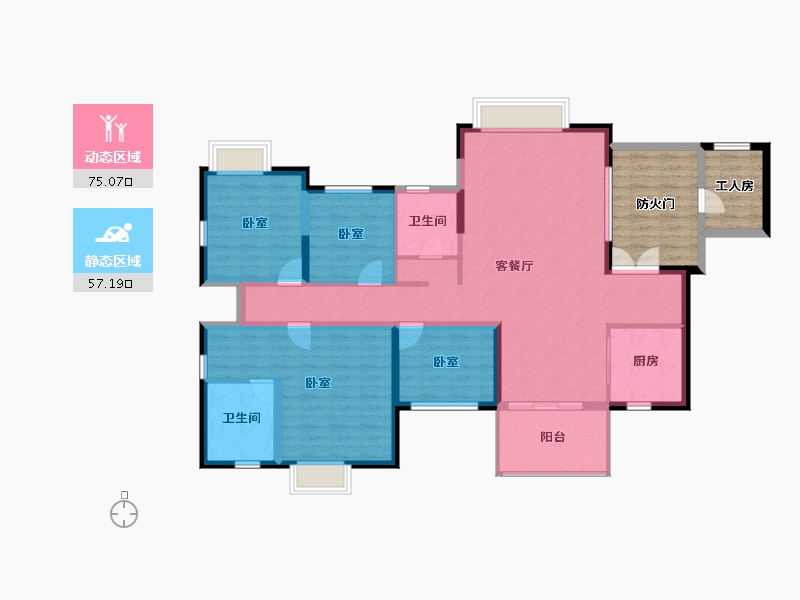 湖南省-长沙市-华韵城市海岸二期-134.67-户型库-动静分区