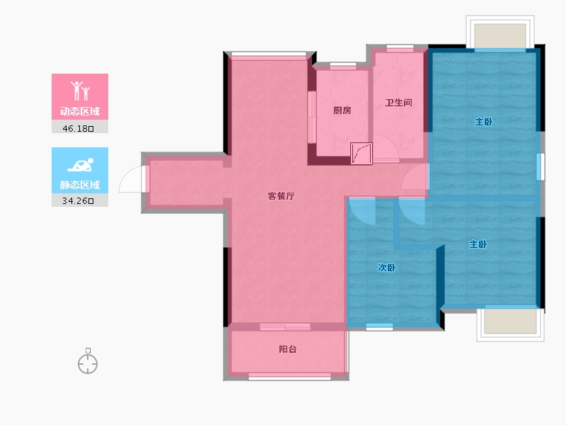 广东省-佛山市-保利中央公馆-71.38-户型库-动静分区