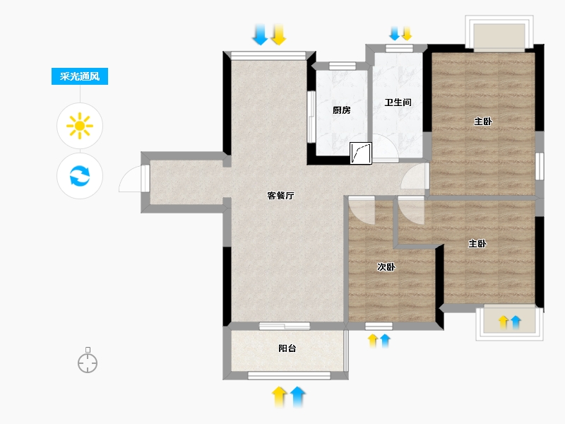 广东省-佛山市-保利中央公馆-71.38-户型库-采光通风