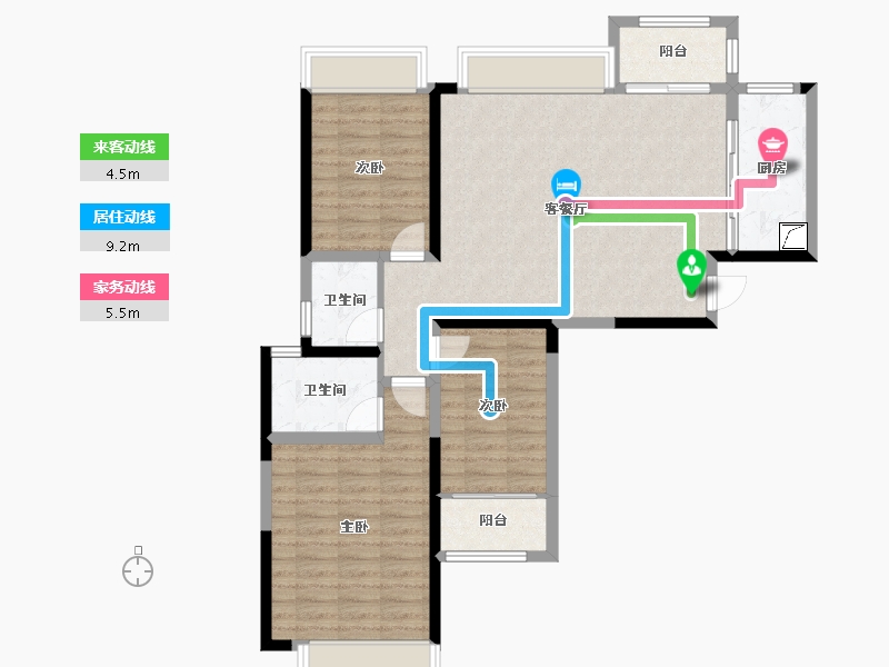 湖南省-湘潭市-天元广场·玺园-95.05-户型库-动静线