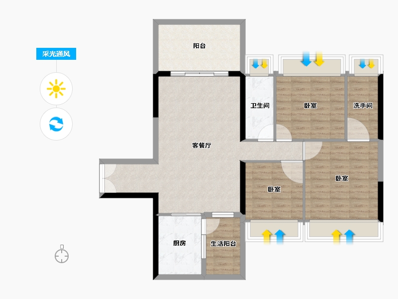 广东省-湛江市-汇泉·盛景名苑-100.86-户型库-采光通风