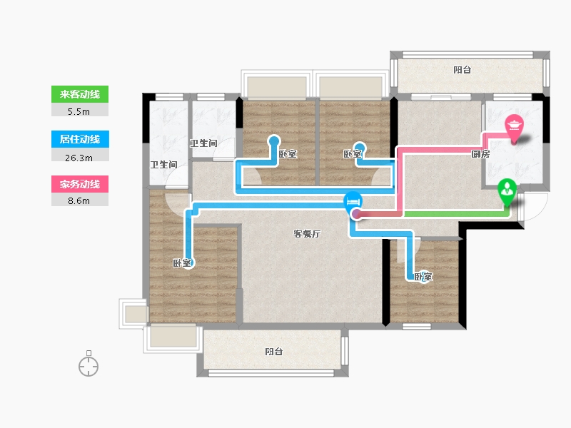 广东省-梅州市-锦绣雅苑-108.01-户型库-动静线