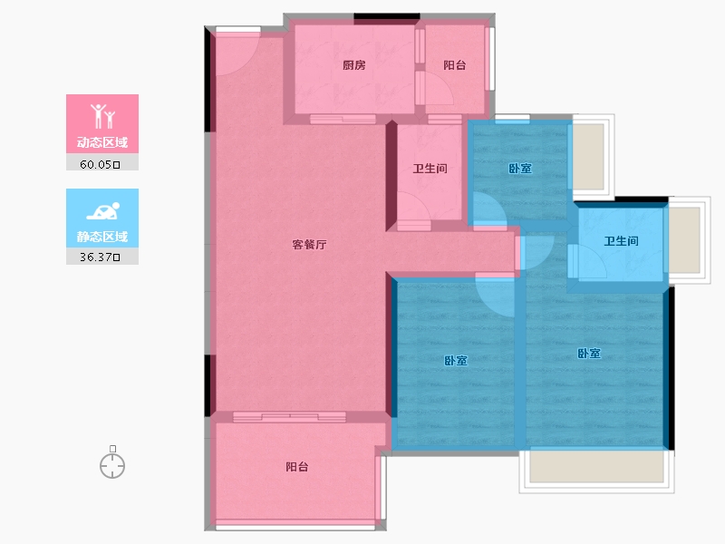 广东省-湛江市-万合隆广场-84.85-户型库-动静分区