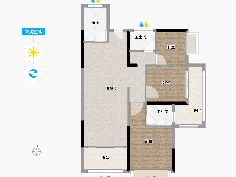 广东省-汕头市-天悦湾-94.00-户型库-采光通风