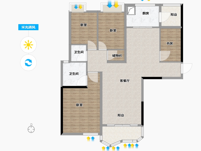 广东省-佛山市-合生君景-142.00-户型库-采光通风