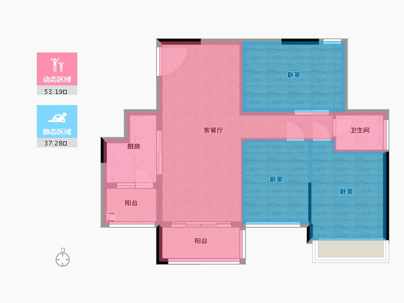 广东省-湛江市-蓝天花园-81.33-户型库-动静分区