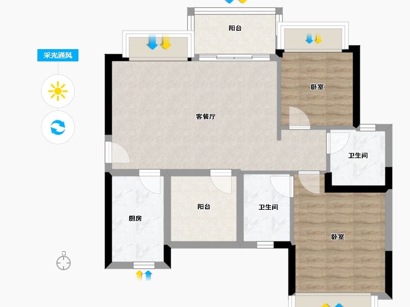 广东省-佛山市-宏宇景裕豪园-70.00-户型库-采光通风