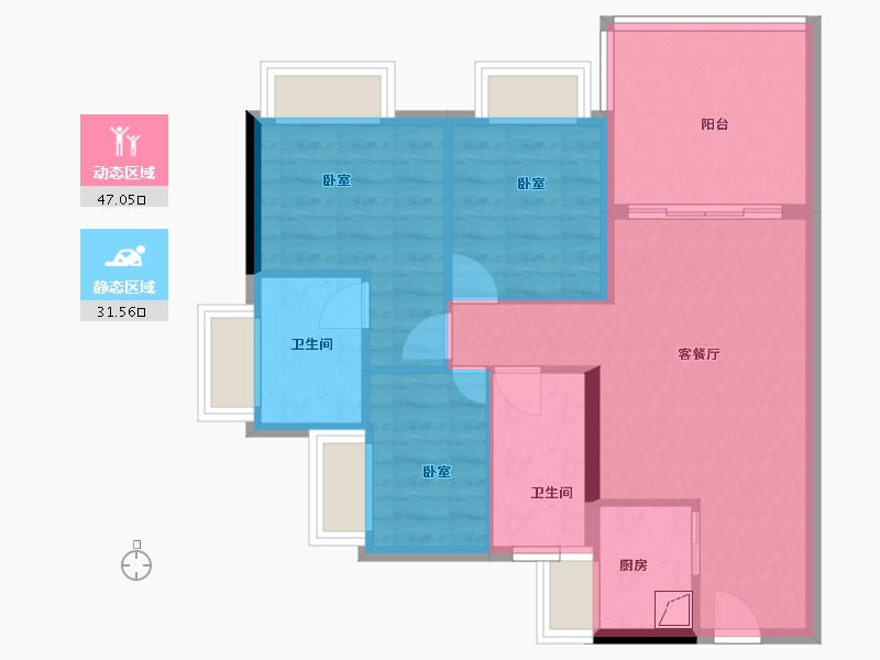 广东省-佛山市-美的领贤公馆-70.00-户型库-动静分区