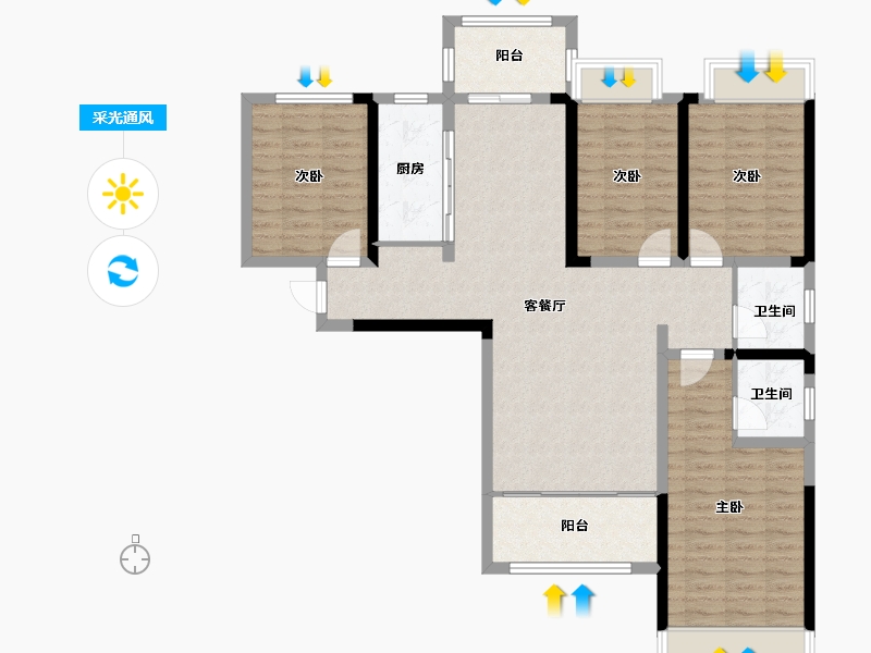 湖南省-湘潭市-天元广场·玺园-111.69-户型库-采光通风