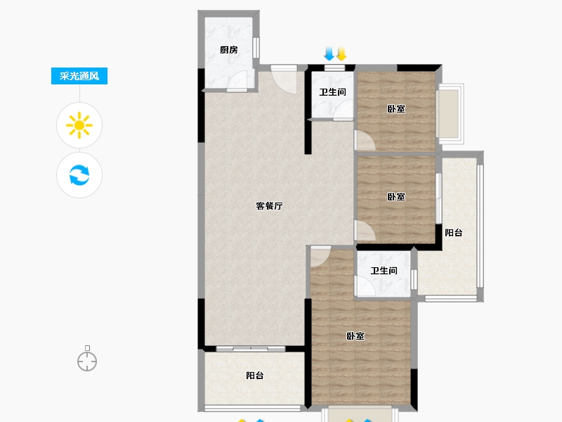 广东省-汕头市-天悦湾-115.06-户型库-采光通风