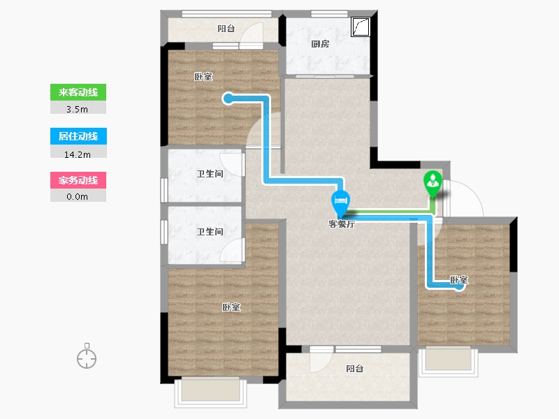 湖北省-武汉市-南德泊湖澜岸-108.76-户型库-动静线