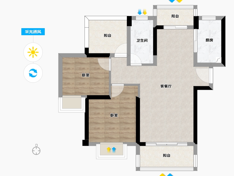 广东省-惠州市-美庐二期-66.70-户型库-采光通风